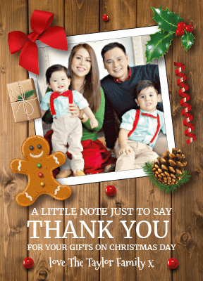 FLAT Christmas Thank You Card Pack With Photo, Upload Photo Christmas Thank You Cards
