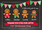 FOLDED Custom Festive Christmas Thank You Card, Christmas Card Thank You Pack, Children, Kids Personalised Christmas Thank You Cards
