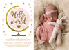 FLAT Globe Baby Girl Thank You Cards