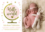 FLAT Globe Baby Girl Thank You Cards