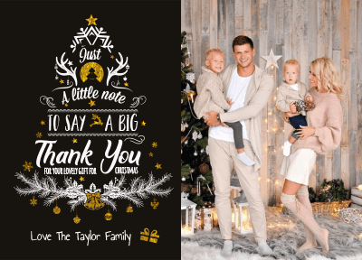 FOLDED Editable Family Christmas Thank You Cards