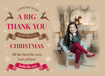 FOLDED Christmas Gift Thank You Cards, Personalised Family Christmas Thank you Cards