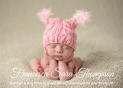 FLAT New Baby Girl Photo Box Thank You Cards