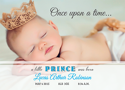 FOLDED a little prince was born thank you note
