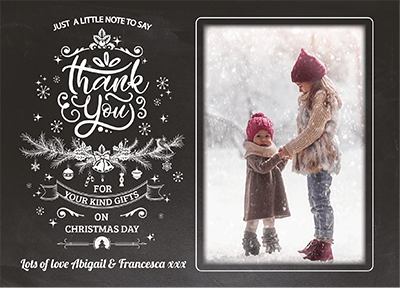 FLAT Photo Personalised Thank You Card Pack, Children Personalised Christmas Thank You Cards