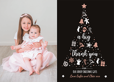 FLAT Photo Greetings Thank You Card Pack, Christmas Thank You Cards With Photos
