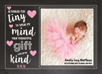 FOLDED baby girl chalk board design thank you notes 