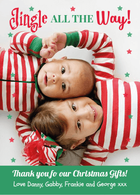 FLAT Christmas Thank You Cards from Family, Christmas Thank You Photo Cards