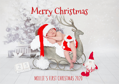 FOLDED Baby Christmas Card Pack, Custom Family Christmas Cards