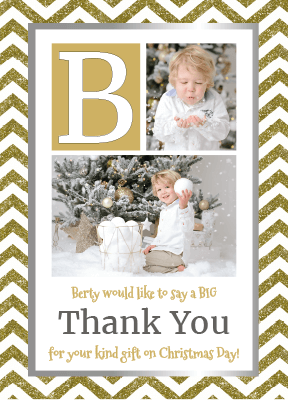 FLAT Xmas Thank You Cards with Photo, Christmas Thanks Personalised Card