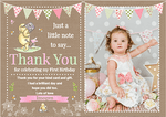 FOLDED Winnie The Pooh Baby Girl Thank You Cards