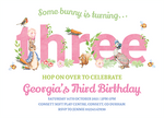 Girl Peter Rabbit Third Birthday Invites Personalised