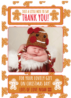 FLAT Photo Insert Christmas Thank You Cards, Personalised Christmas Thank You Cards