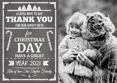 FOLDED Christmas Photo Thank You Cards, Merry Christmas Thank You Cards Personalised
