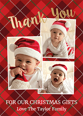 FLAT Christmas Photo Thank You Cards, Personalised Christmas Thank You cards