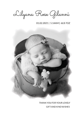 Baby Girl Black And White Thank You Notes