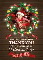 FLAT Custom Festive Christmas Thank You Card, Photo Personalised Thank You Cards