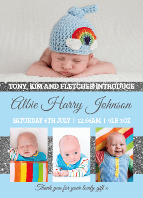 FLAT Personalize Baby Boy Thank You Cards with Your Own Photo | Personal Moments | Fast Delivery