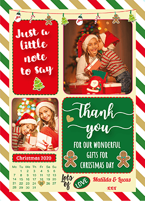 FOLDED Photo Greetings Thank You Card, Personalised Photo Xmas Thank you Cards