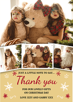 FLAT Custom Family Christmas Thank You Cards, Custom Printed Christmas Thank You Cards