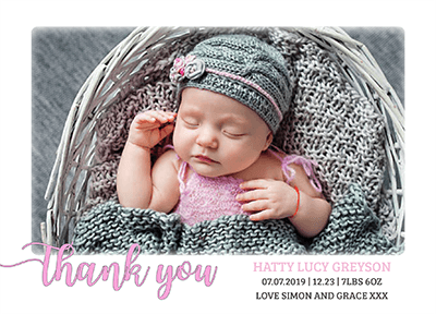 FLAT Create Your Own Baby Girl Thank You Cards with Photo | Personal Moments | High-Quality Printing