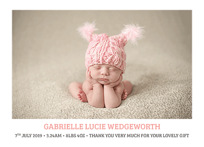 Newborn Girl Thank You Notes FOLDED 