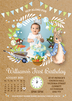 Baby Boy Peter Rabbit Invites With Photo