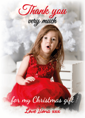 FOLDED Custom Festive Christmas Thank You Card, Personalised Photo Christmas Thank You Cards