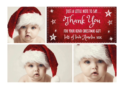 FOLDED Christmas Thank You Cards Personalised With Photo, Xmas Thank You Card From Baby