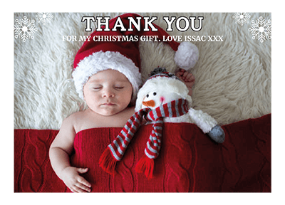 FOLDED Photo Christmas Thank You Cards, Baby Christmas Thank You Card Pack