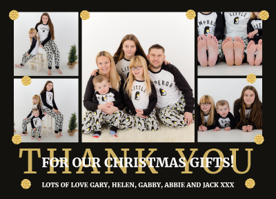 FOLDED Xmas Thank You Cards from Pets, Christmas Personalised Photo Thank You Cards