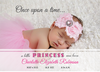 Personalised Princess Was Born Thank You Note FOLDED