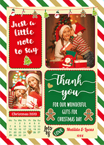 FLAT Photo Greetings Thank You Card, Personalised Photo Xmas Thank you Cards