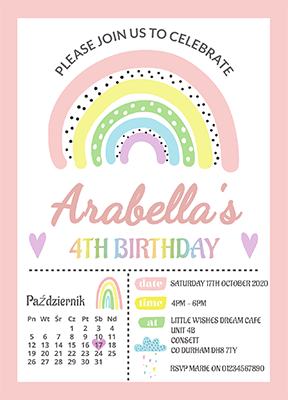 Personalised Rainbow Girl Invites