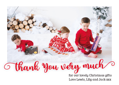 FOLDED Custom Family Christmas Thank You Cards, Personalised Photo Xmas Thank You  Card
