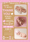 baby girl welcomed with love pink and brown thank you note 