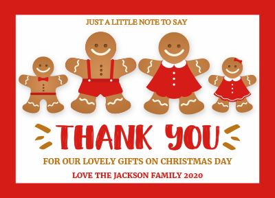 FOLDED Personalised Photo Thank You Note, Christmas Thank You Card From Family