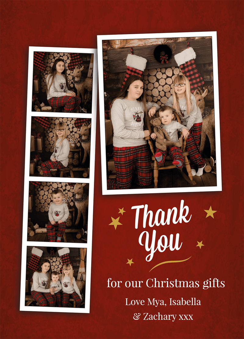 FOLDED Christmas Thank You Card With Photo, Thank You Note Card