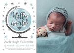 FOLDED Globe Baby Boy Thank You Cards