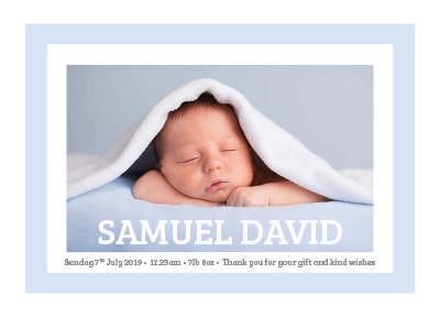 FOLDED Customized New Baby Boy Thank You Cards with Photo | Personalized Baby Thank You Notes