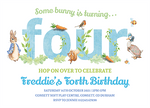 Boy Peter Rabbit Fourth Birthday Invites Personalised
