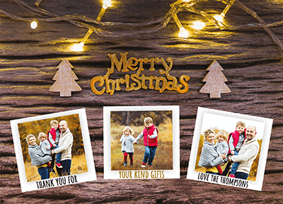 FOLDED Xmas Thank You Cards From Children, Pet Photo Christmas Thank You Cards