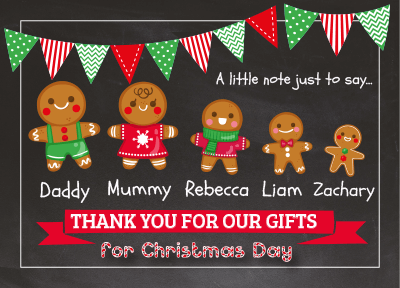 FOLDED Family Holiday Thank You Cards, Custom Festive Christmas Time Thank You Cards