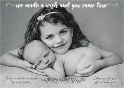 FLAT Wish Come True Baby Thank You Cards Unisex