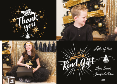 FLAT Holiday Thank You Cards, Personalised Xmas Thank You Cards