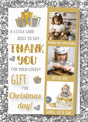 FOLDED Photo Insert Christmas Thank You Cards, Personalised Christmas Thank You Cards