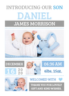 FOLDED Personalised Baby Boy Cool Thank You Note