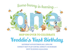 Boy Peter Rabbit First Birthday Invites Personalised