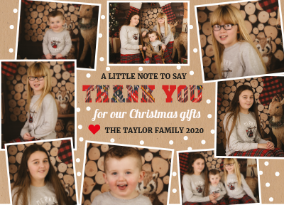 FOLDED Xmas Thank You Cards From Children, Christmas Photo Thank You Cards