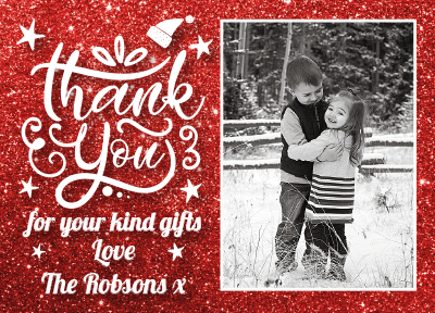 FLAT Thank You For My Christmas Gift, Christmas Thank You Cards Personalised